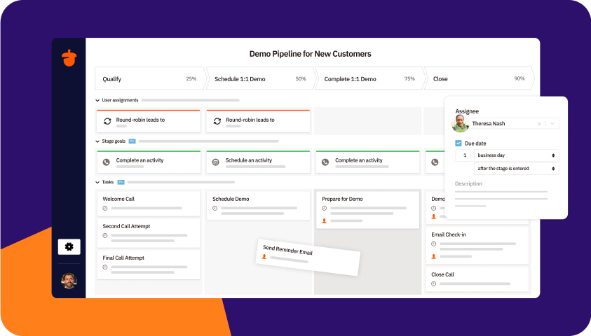 a computer screen shows a demo pipeline for new customers